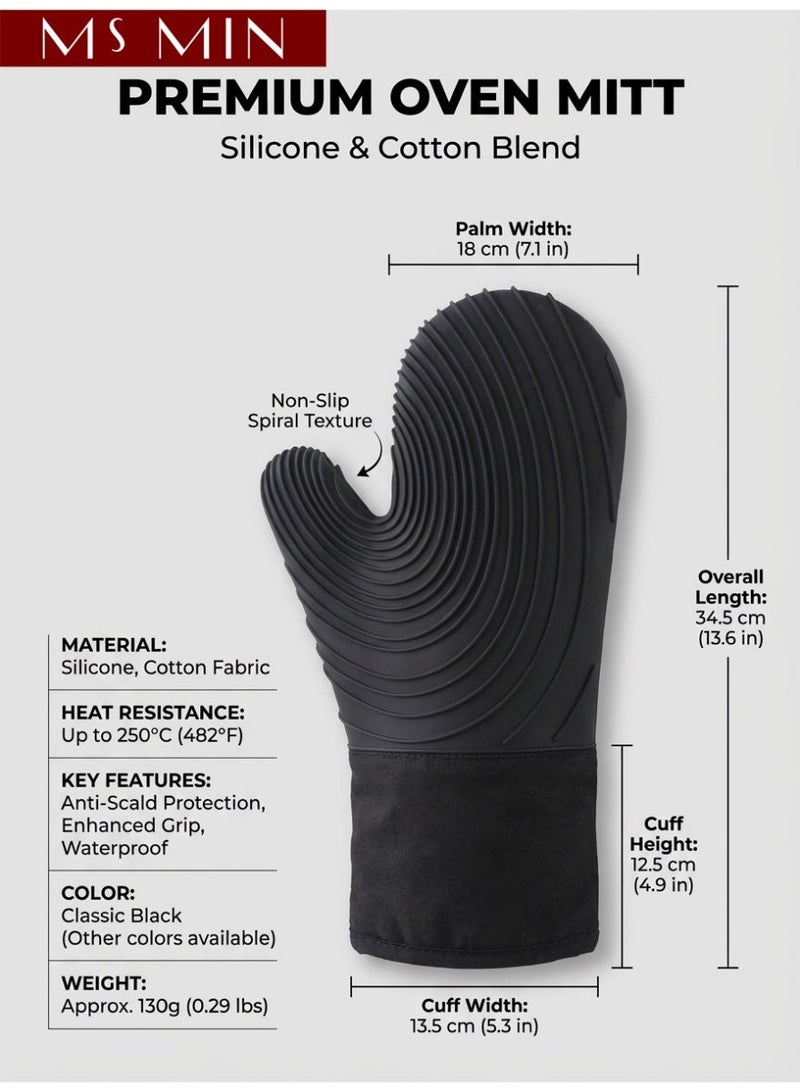 MS MIN Silicone Oven Gloves Set of 2 | Heat Resistant up to 250°C | Anti-Slip Textured Grip | Kitchen Baking Heat Protection Gloves - Image 4